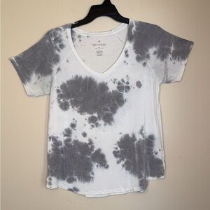 American Eagle Outfitters Soft & Sexy Gray White Tie Dye V-Neck T-Shirt Small